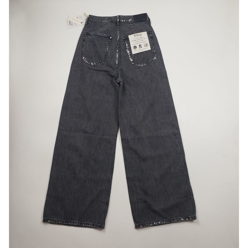 Anthropologie Etica Marley Ultra High Rise Baggy Jeans Women's Sz 24 Icicle Grey - Picture 4 of 16